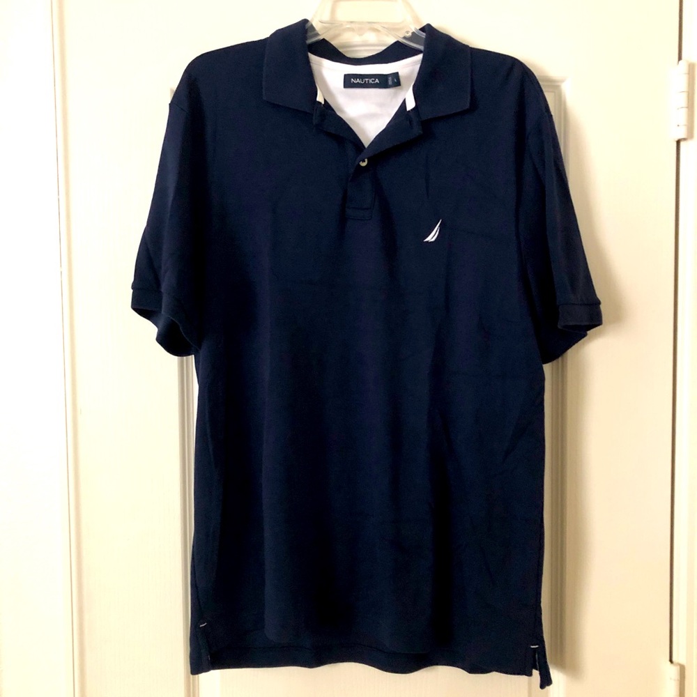 Nautica Mens Polo Black Short Sleeve Size L